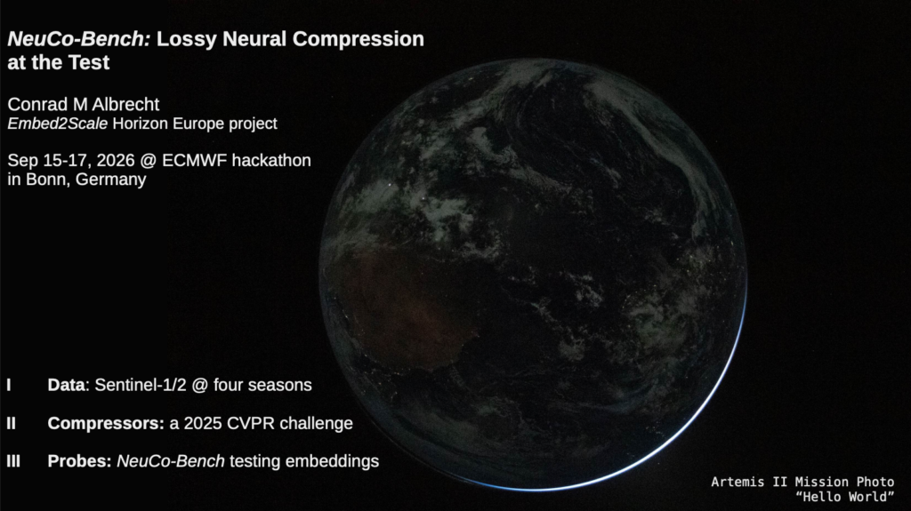 Testing Neural Compression at Scale: Embed2Scale at the ESiWACE3 Hackathon